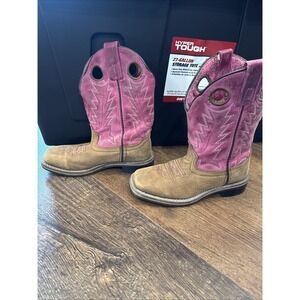Shyanne Youth Size 13R Brown Pink Leather Buckaroo Cowboy Western Boots